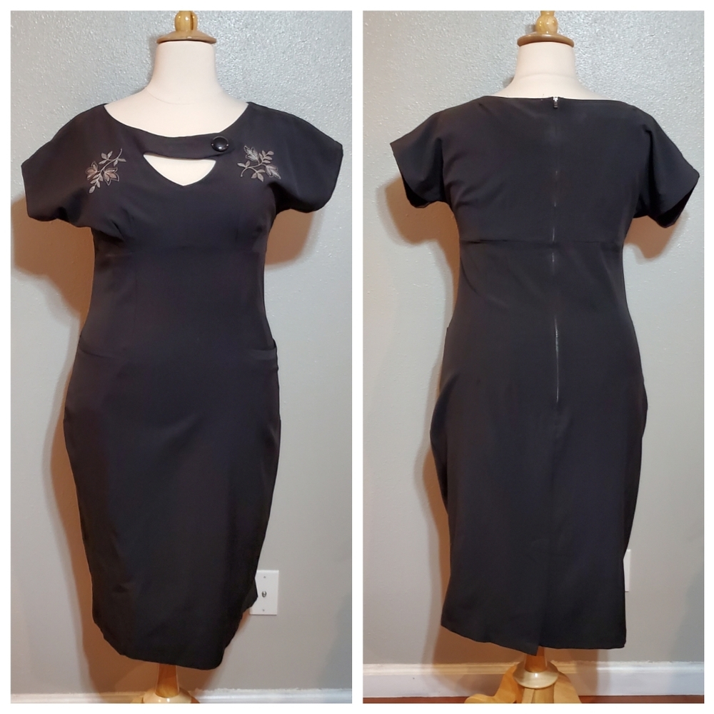 TATYANA Black Short Sleeve Pencil Dress NWT